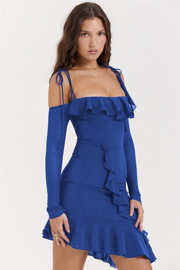Long Sleeve Off-shoulder Ruffle Mini Dress Long Sleeve Off-shoulder Ruffle Mini Dress
