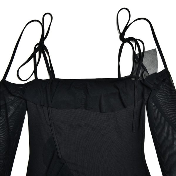 Long Sleeve Off-shoulder Ruffle Mini Dress Long Sleeve Off-shoulder Ruffle Mini Dress