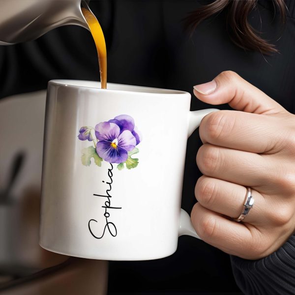 Love From Grandma To Granddaughter With Pansy Flower - Personalized Custom Coffee Mug - GDT021_MG