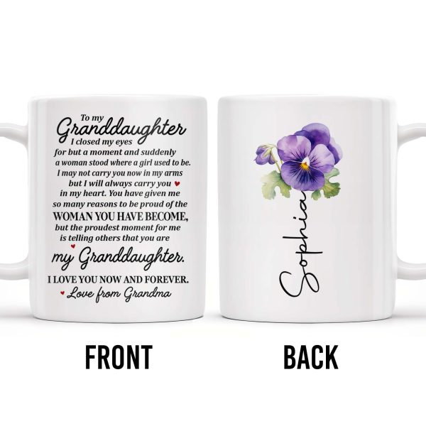 Love From Grandma To Granddaughter With Pansy Flower - Personalized Custom Coffee Mug - GDT021_MG