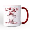 Love Is In The Air Try Not To Breathe Cat Personalized Mug, Funny Anti-Valentine Gift with Custom Name Love Is In The Air Try Not To Breathe Cat Personalized Mug, Funny Anti-Valentine Gift with Custom Name