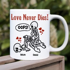 Love Never Dies-Skeleton Couple- Personalized White Mug