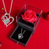Love Pendant Necklace with Artificial Rose Gift Box
