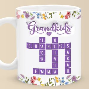 Love Stitched In Every Name - Family Personalized Custom 3D Inflated Effect Printed Mug - Mother's Day, Gift For Mom, Grandma