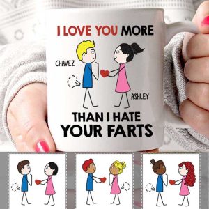 Love You More Than Hate Your Fart Couple Personalized Mug