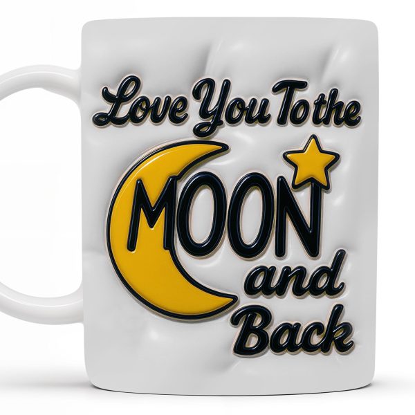 Love You To the Moon and Back, Moon and Stars - Personalized Custom Coffee Mug - GRK041_MG
