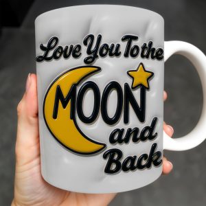 Love You To the Moon and Back, Moon and Stars - Personalized Custom Coffee Mug - GRK041_MG