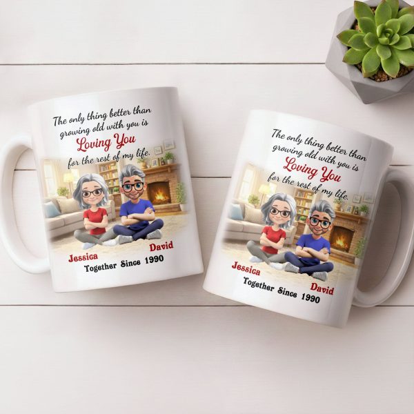 Loving You For The Rest Of My Life, Animated Couple By Fireplace - Personalized Custom Coffee Mug - CPL1266_MG