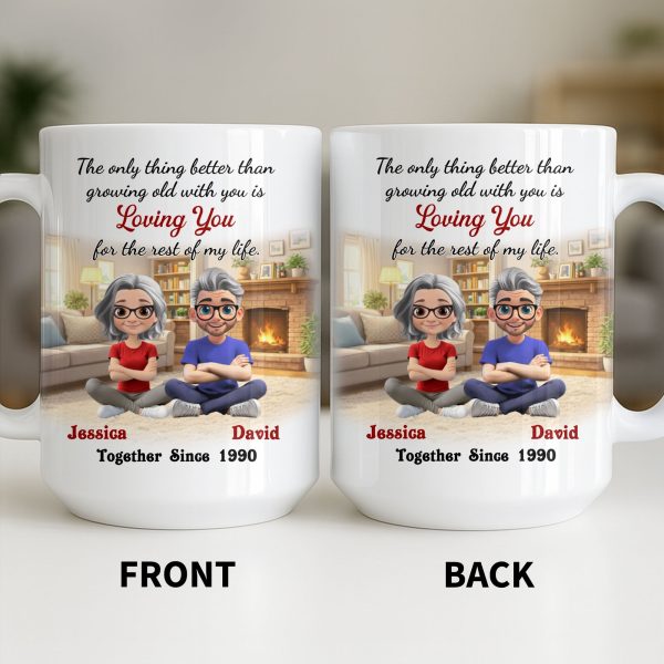 Loving You For The Rest Of My Life, Animated Couple By Fireplace - Personalized Custom Coffee Mug - CPL1266_MG