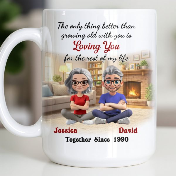 Loving You For The Rest Of My Life, Animated Couple By Fireplace - Personalized Custom Coffee Mug - CPL1266_MG