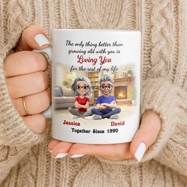 Loving You For The Rest Of My Life, Animated Couple By Fireplace - Personalized Custom Coffee Mug - CPL1266_MG