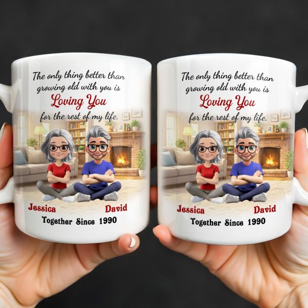 Loving You For The Rest Of My Life, Animated Couple By Fireplace - Personalized Custom Coffee Mug - CPL1266_MG