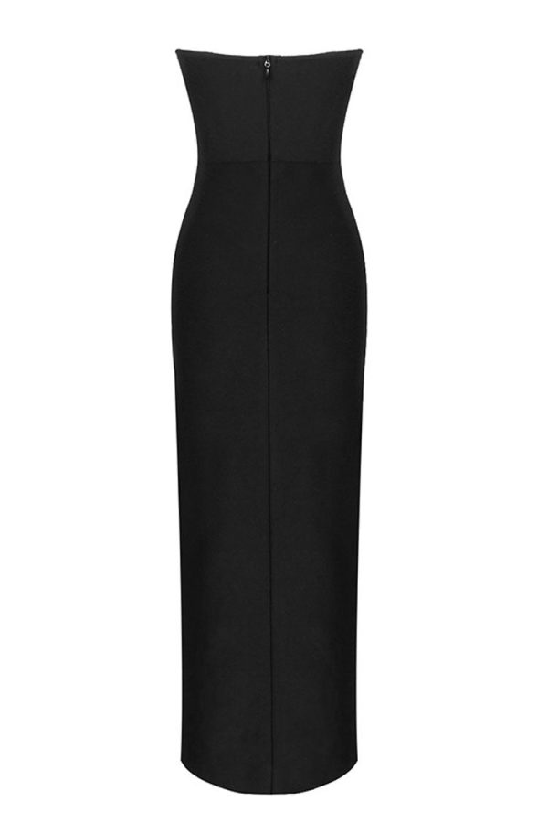 Luxury Push Up Strapless High Slit Bandage Maxi Formal Dress - Black Luxury Push Up Strapless High Slit Bandage Maxi Formal Dress - Black