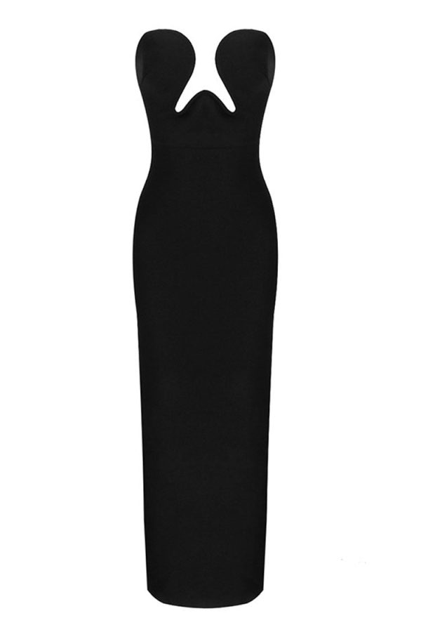 Luxury Push Up Strapless High Slit Bandage Maxi Formal Dress - Black Luxury Push Up Strapless High Slit Bandage Maxi Formal Dress - Black