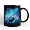 Majestic Aurora Elk Personalized Mug, Northern Lights Wilderness Stag Gift with Custom Name
