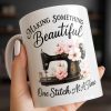 Making Something Beautiful One Stitch At A Time With Sewing Machine - Personalized Custom Coffee Mug - JBS109_MG