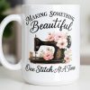 Making Something Beautiful One Stitch At A Time With Sewing Machine - Personalized Custom Coffee Mug - JBS109_MG