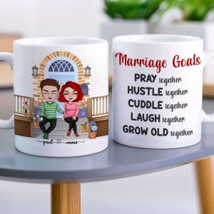 Marriage Goals List, Personalized Couple White Mug, Gift For Couples