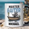 Master Baiter Fishing Personalized Mug, Funny Raccoon Father Vintage Gift with Custom Name Master Baiter Fishing Personalized Mug, Funny Raccoon Father Vintage Gift with Custom Name