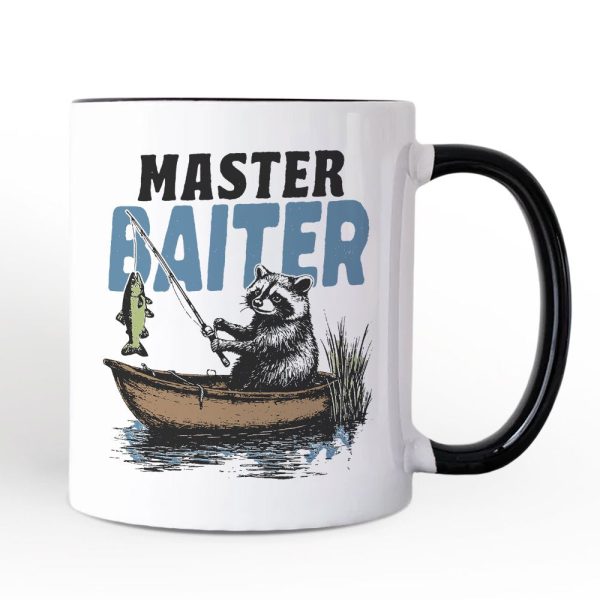 Master Baiter Fishing Personalized Mug, Funny Raccoon Father Vintage Gift with Custom Name Master Baiter Fishing Personalized Mug, Funny Raccoon Father Vintage Gift with Custom Name