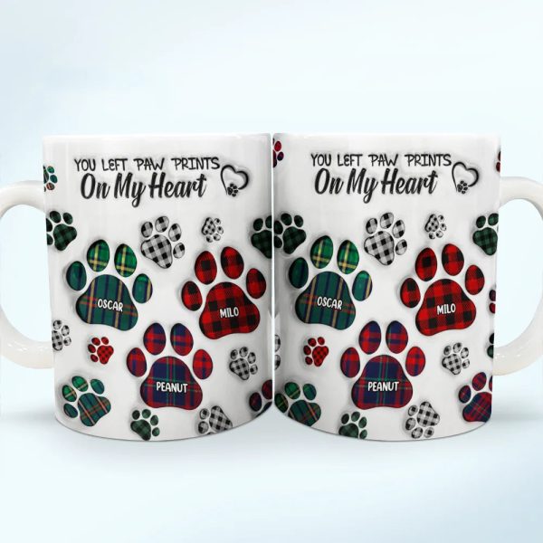 Memorial Dog Cat You Left Paw Prints On My Heart - 3D Inflated Effect Printed Mug, Personalized White Edge-to-Edge Mug Memorial Dog Cat You Left Paw Prints On My Heart - 3D Inflated Effect Printed Mug, Personalized White Edge-to-Edge Mug
