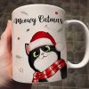 Meowy Catmas Cute Peeking Fluffy Cat Christmas Personalized Mug