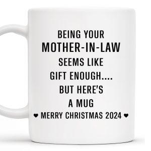 Merry Christmas Mother-In-Law Mug With Heart - Personalized Custom Coffee Mug - DAU095_MG
