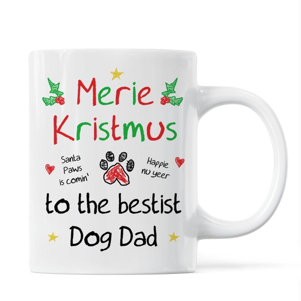 Merry Kristmus To The Bestist Dog Dad Dog Mom Funny Dog Cartoon Personalized Mug