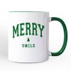 Merry Uncle Retro Christmas Personalized Mug, Matching Family Holiday Gift with Custom Name