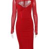 Mesh Long Sleeve Corset Midi Dresses Mesh Long Sleeve Corset Midi Dresses