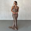 Metallic Drape Chest Backless Maxi Dress Metallic Drape Chest Backless Maxi Dress