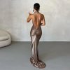 Metallic Drape Chest Backless Maxi Dress Metallic Drape Chest Backless Maxi Dress
