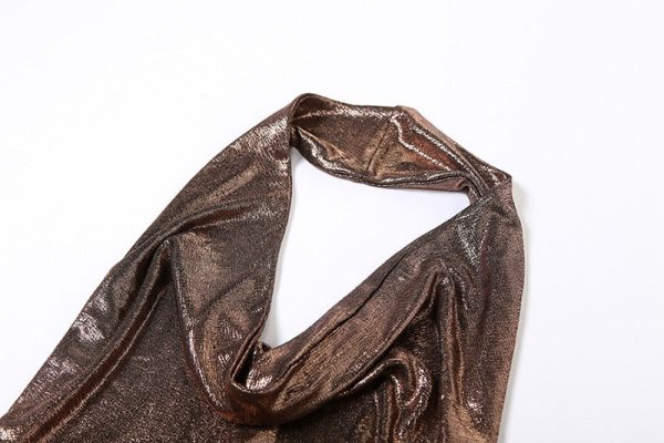 Metallic Drape Chest Backless Maxi Dress Metallic Drape Chest Backless Maxi Dress