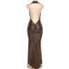 Metallic Drape Chest Backless Maxi Dress Metallic Drape Chest Backless Maxi Dress