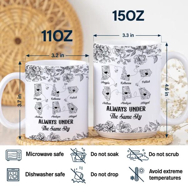 Miles Apart But Close At Heart Toile Pattern - Personalized White Edge-to-Edge Mug Miles Apart But Close At Heart Toile Pattern - Personalized White Edge-to-Edge Mug