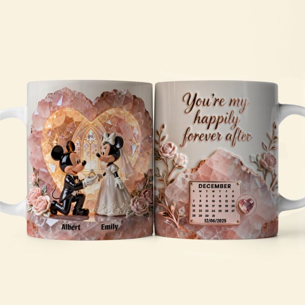 MkMo Magic Mouse You're My Happily Forever After - Personalized White Edge-to-Edge Mug - Gift For Couple, Anniversary HH01