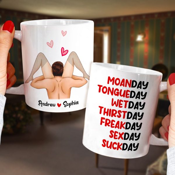 Moanday Tongueday Wetday Personalized Mug, Gift For Couple Moanday Tongueday Wetday Personalized Mug, Gift For Couple