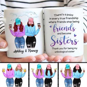 Modern Girls Besties Sisters Front View Personalized Mug