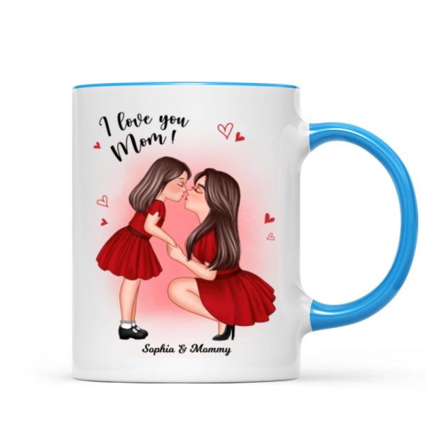 Mom And Kid Holding Hands Kissing Personalized Mug, Gift For Mom