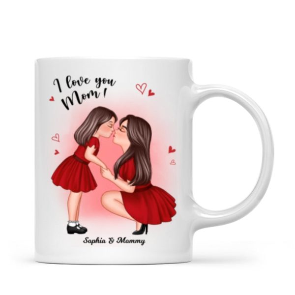 Mom And Kid Holding Hands Kissing Personalized Mug, Gift For Mom