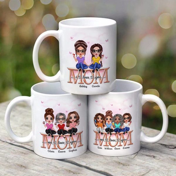 Mom Daughter Doll Sitting On Text Personalized Mug Mom Daughter Doll Sitting On Text Personalized Mug