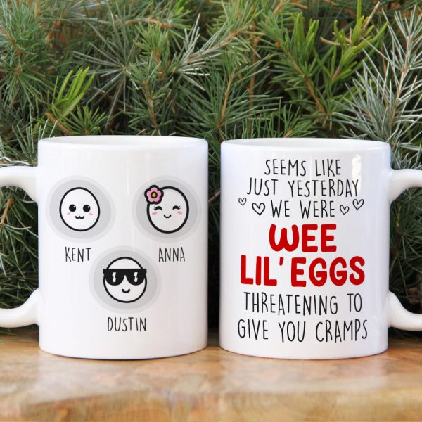 Mom Seems Like Just Yesterday We Were Wee Lil' Eggs, Personalized White Mug