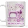 Mom's Space With Sewing Machine and Flowers - Personalized Custom Coffee Mug - FAM377_MG