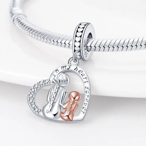 Mother And Daughter Charm Beads Fit Pandach Bracelet