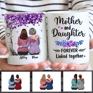 Mother And Daughter Sitting Under Purple Tree Personalized Mug