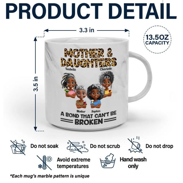 Mother And Daughters A Bond That Can't Be Broken - Personalized Marble Mug Mother And Daughters A Bond That Can't Be Broken - Personalized Marble Mug