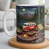 Mountain Camping Adventure Under The Stars With Van And Tent - Personalized Custom Coffee Mug - CAMP013_MG