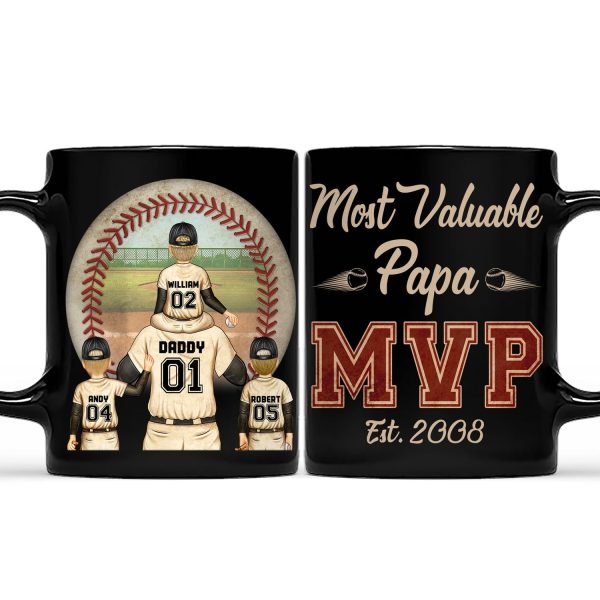 MVP Most Valuable Papa - Gift For Dad, Father, Baseball, Softball Fans - Personalized Custom Black Mug MVP Most Valuable Papa - Gift For Dad, Father, Baseball, Softball Fans - Personalized Custom Black Mug