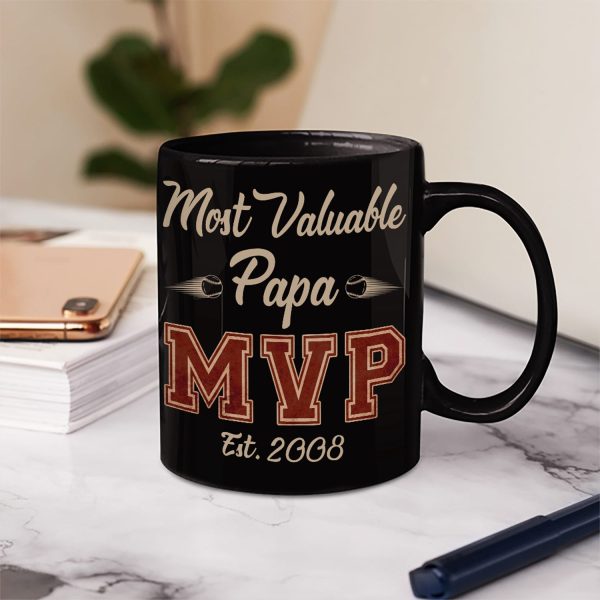 MVP Most Valuable Papa - Gift For Dad, Father, Baseball, Softball Fans - Personalized Custom Black Mug MVP Most Valuable Papa - Gift For Dad, Father, Baseball, Softball Fans - Personalized Custom Black Mug
