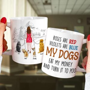 My Dogs Eat My Money And It To Poo, Dad Mom Pet Lover Personalized Coffee Mug White Mug, Gift For Dad Mom